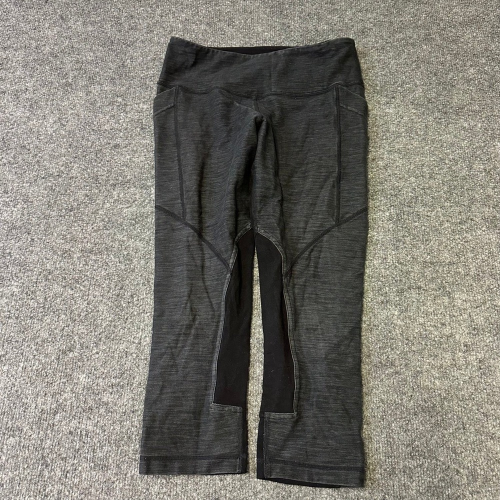Lululemon Leggings Womens Size 4 Gray Space Dye Cropped Athletic Pockets Capri